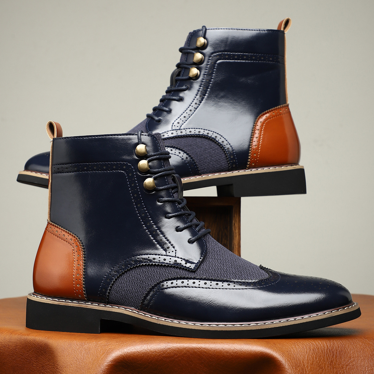 Finnley Textured Brogue Boots