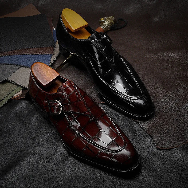 Alfonso Croc-Embossed Monk Strap