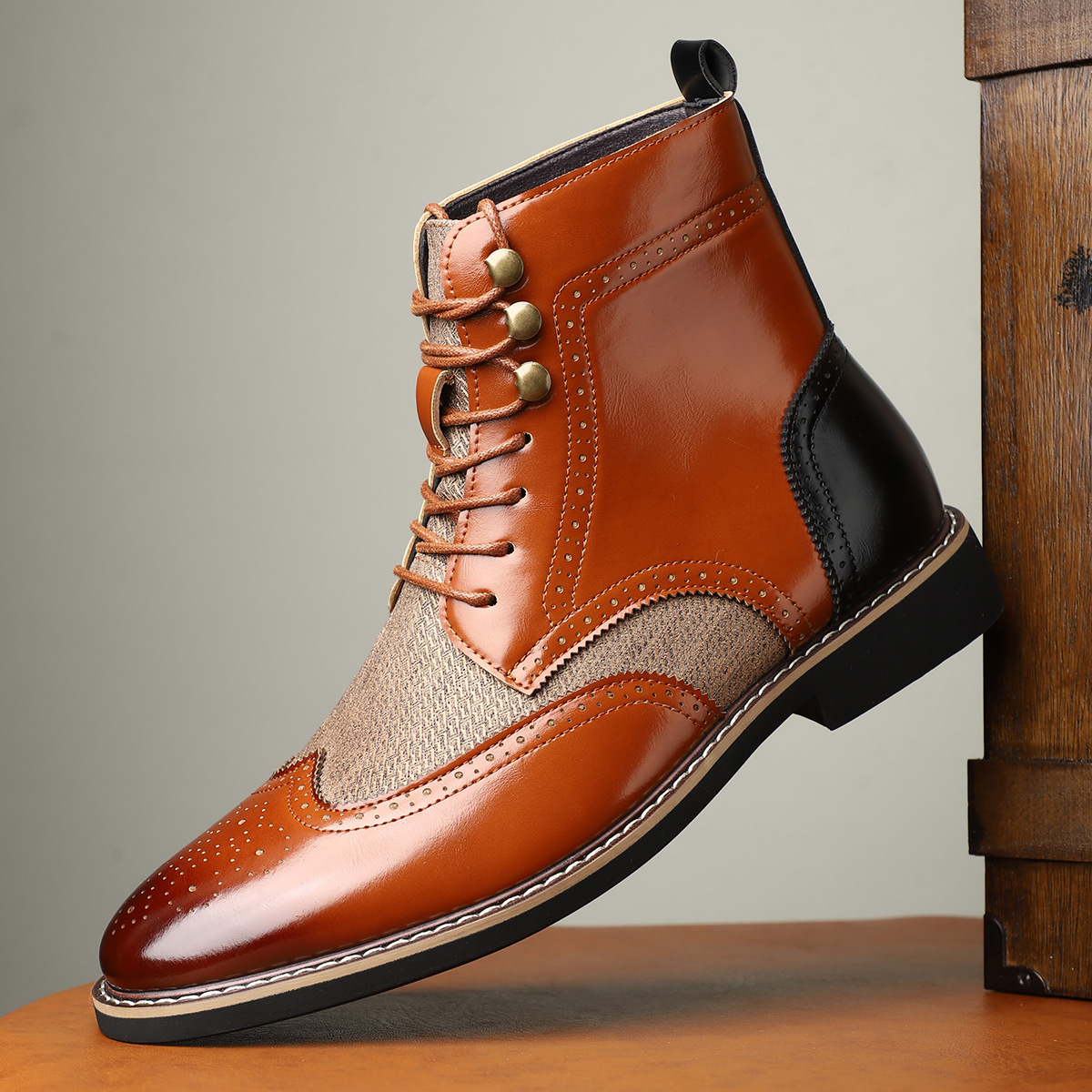 Finnley Textured Brogue Boots