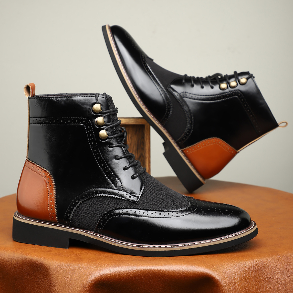 Finnley Textured Brogue Boots