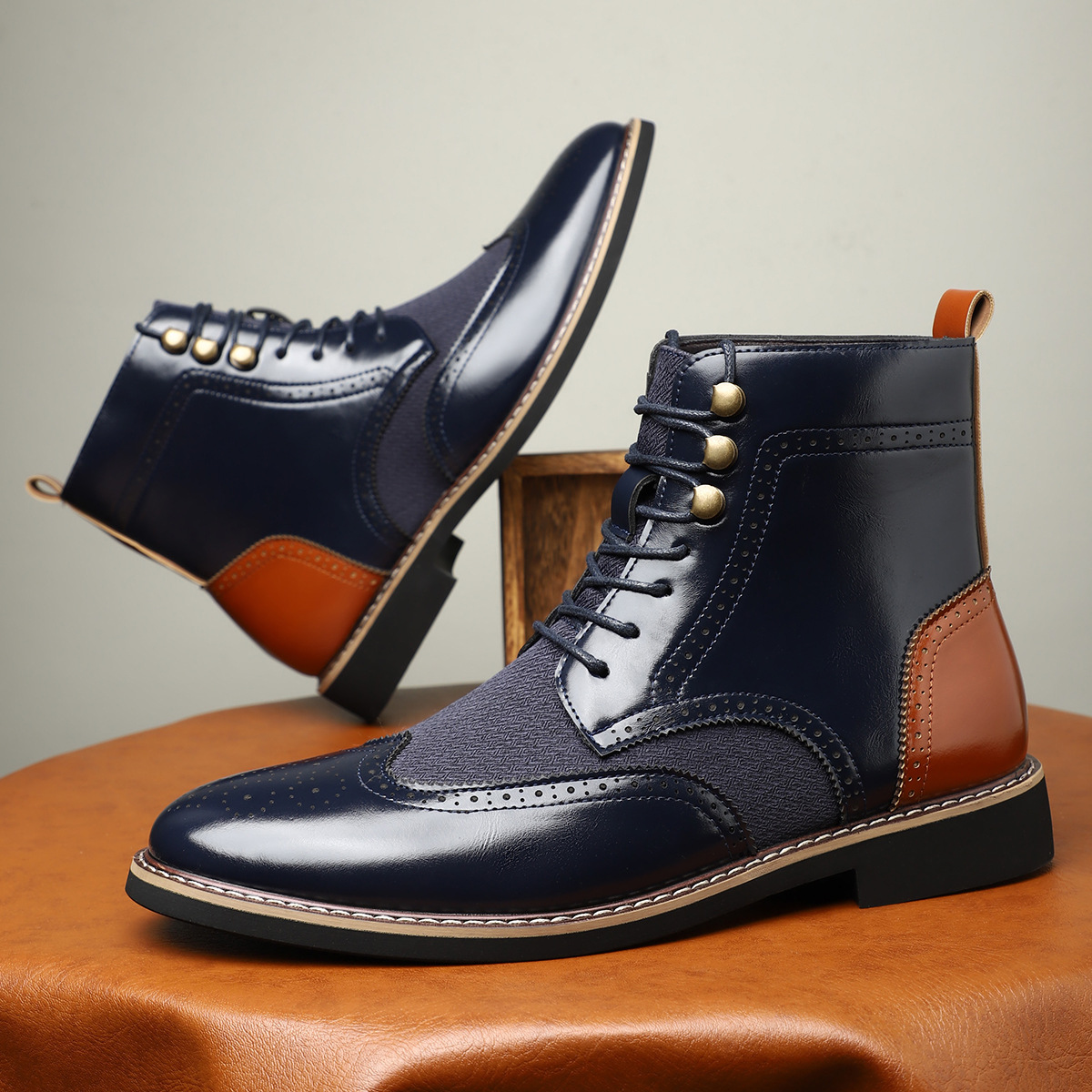 Finnley Textured Brogue Boots